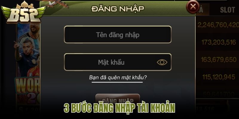 3 bước đăng nhập tài khoản